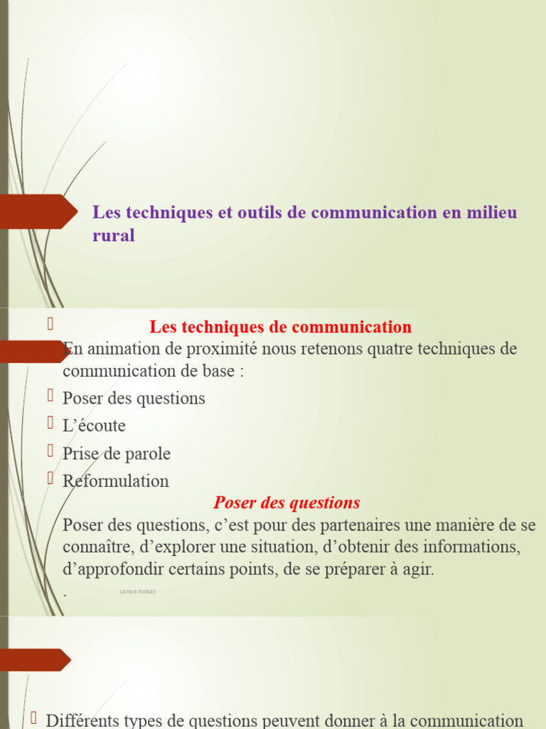 Techniques de communication en milieu rural | PDF | la communication ...