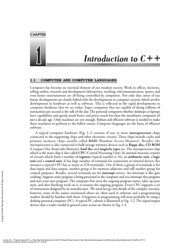 Programming With C++ - (Chapter 1. Introduction To C++) | PDF | C++ ...