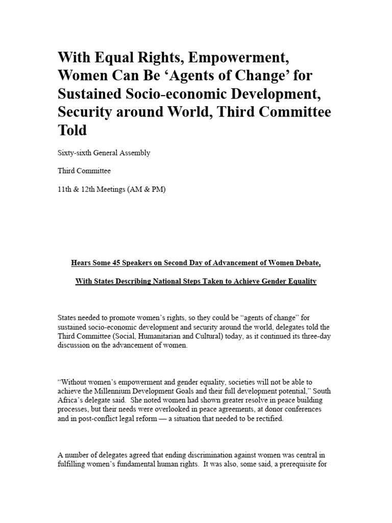 With Equal Rights, Empowerment, Women Can Be Agents of Change' For ...