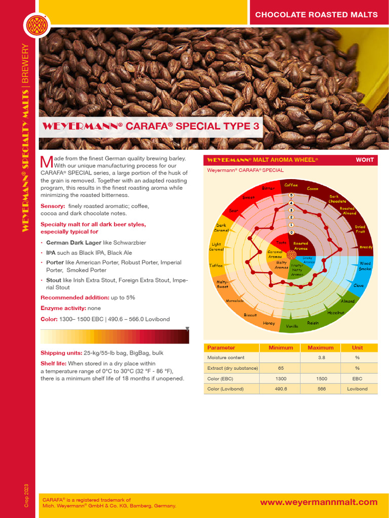 Weyermann Brewery Us Carafa R-Special-Type-3 | PDF | Brewing | Malt