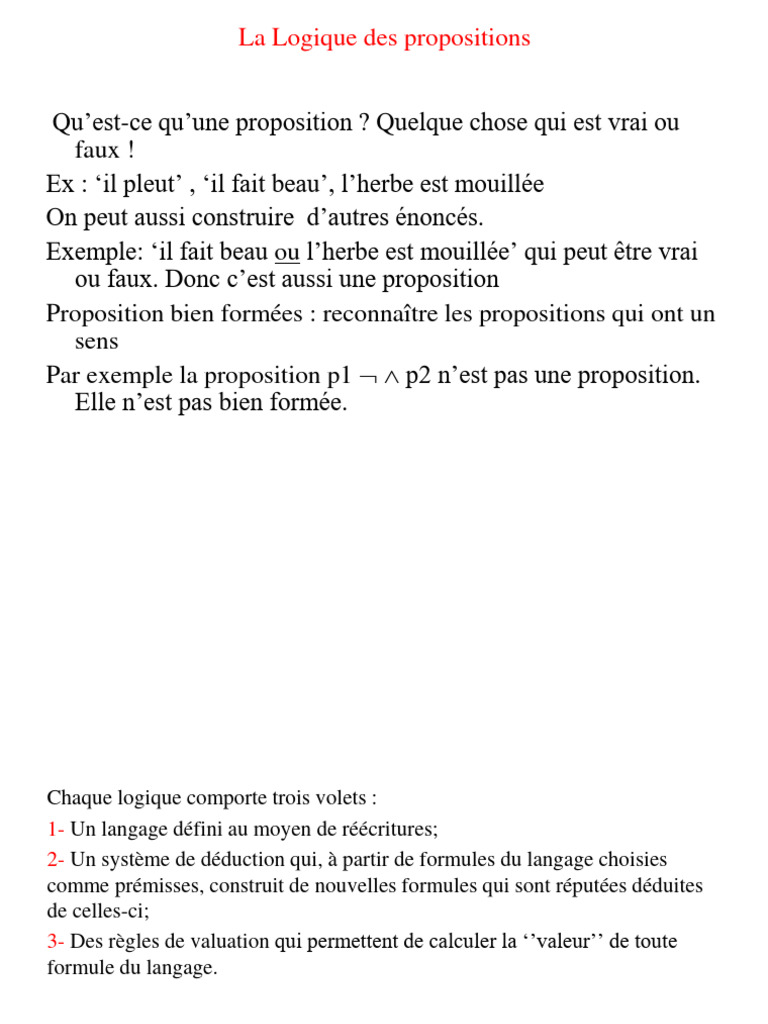 La Logique des Propositions Explicative | PDF | Logique mathématique ...