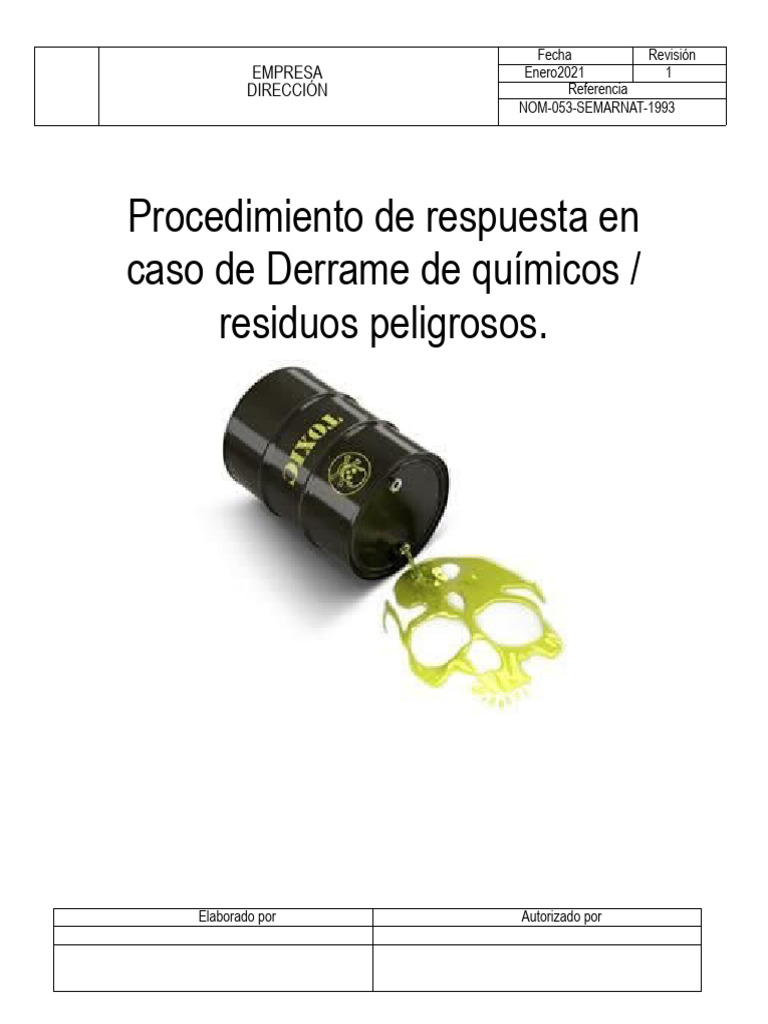Protocolo para Derrames de Residuos Peligrosos | PDF | Residuos