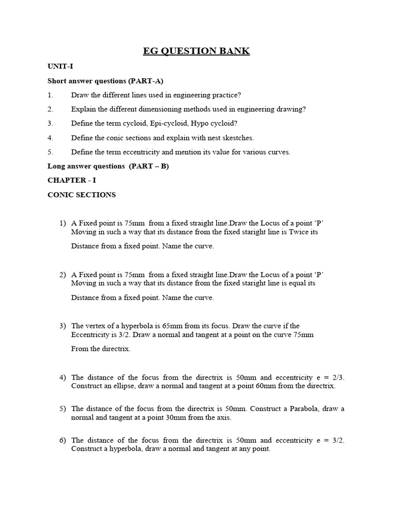Eg Unit Wise Question Bank 1 Pdf Classical Geometry Geometric