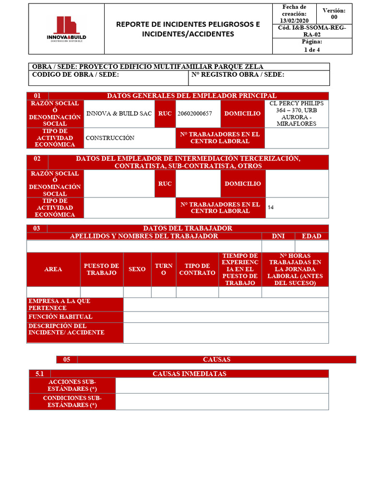 Reporte de Incidente Peligroso e Incidentes-Accidentes | PDF