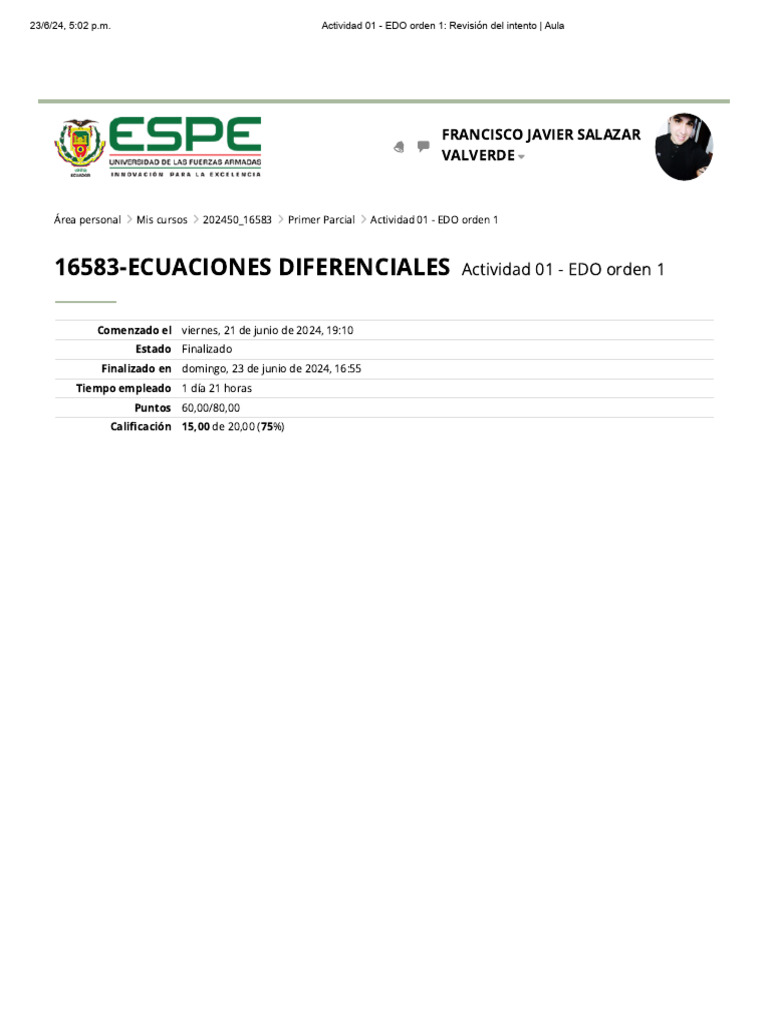 Actividad EDO Orden 1: Revisión y Resultados | PDF | Pi | Raíz cuadrada