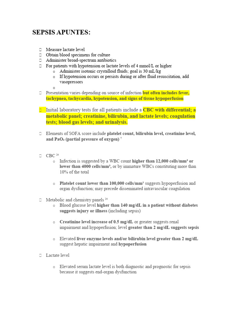 Sepsis Management Guidelines and Protocols | PDF | Sepsis | Creatinine