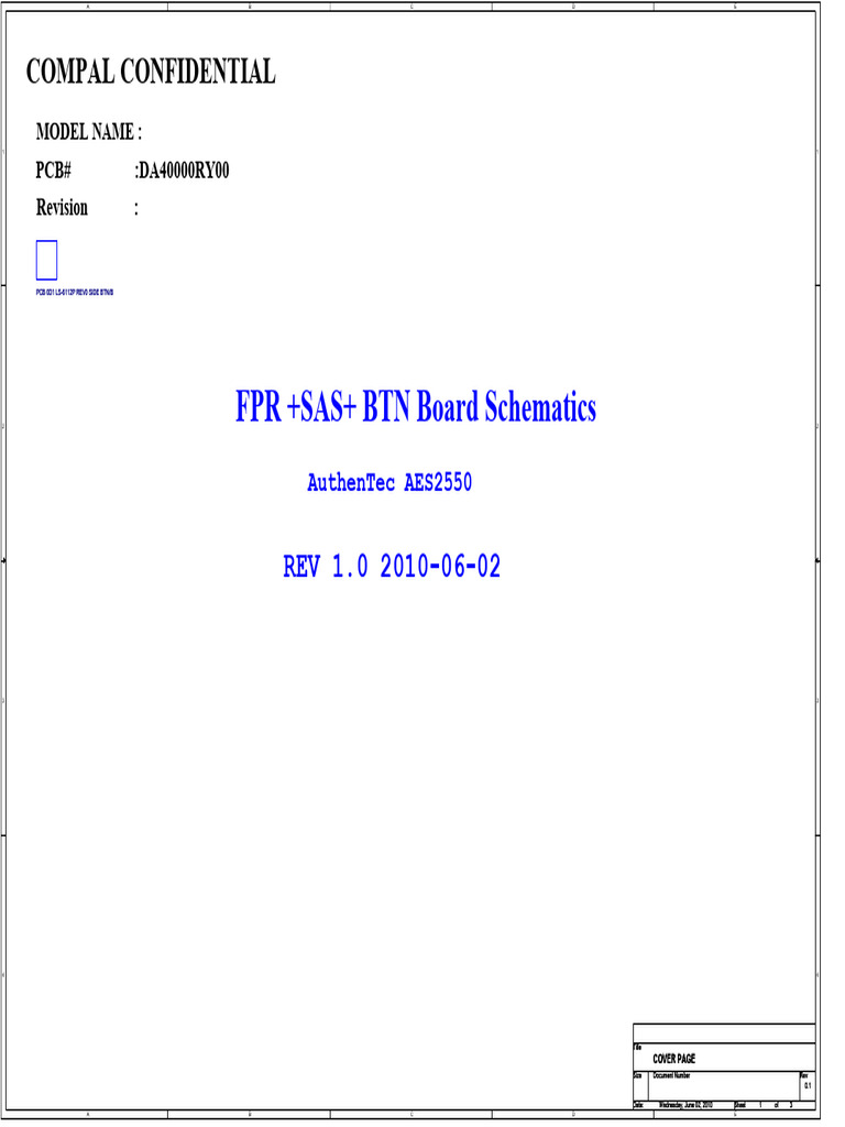 FPR +SAS+ BTN Board Schematics: Compal Confidential | PDF