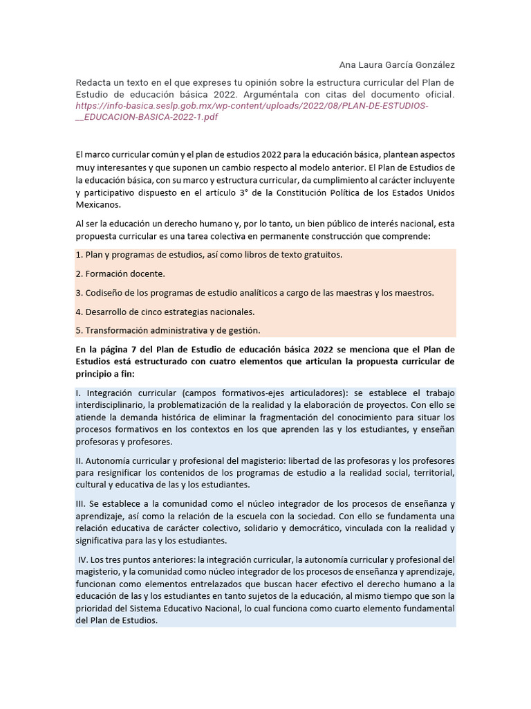 Estructura Curricular Educación Básica 2022 | PDF | Plan de estudios ...