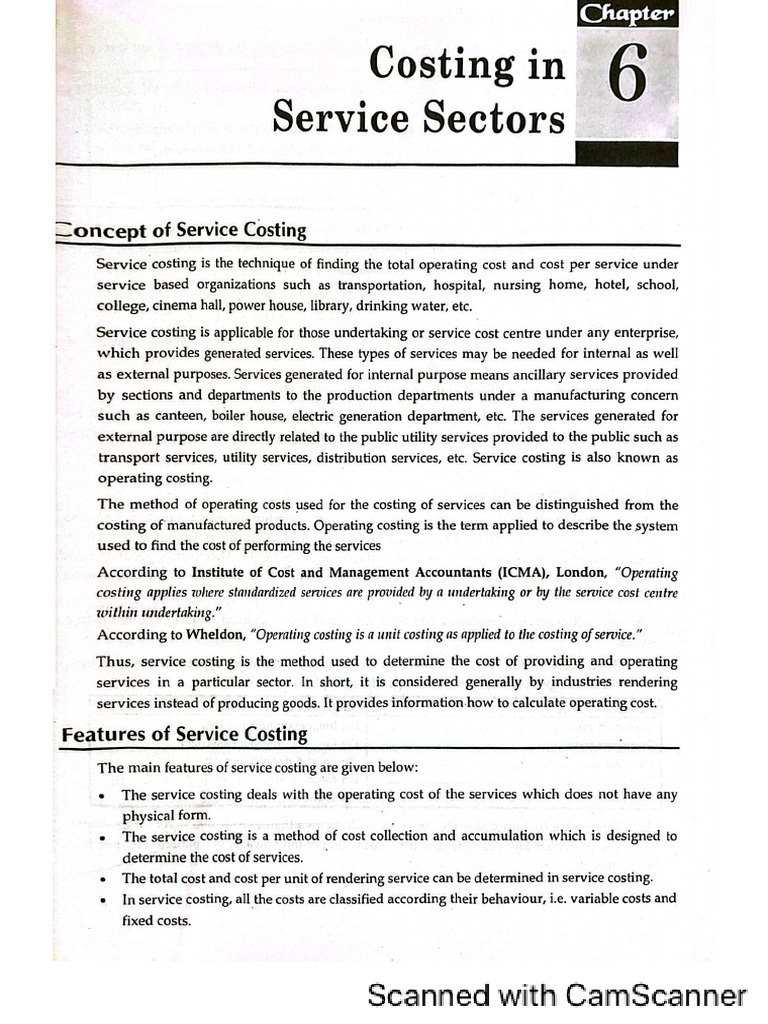Costing in Service Sectors | PDF