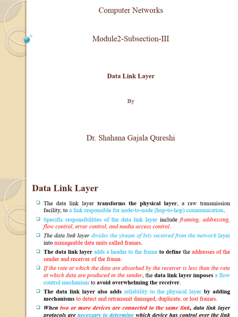 Understanding the Data Link Layer | PDF | Error Detection And ...