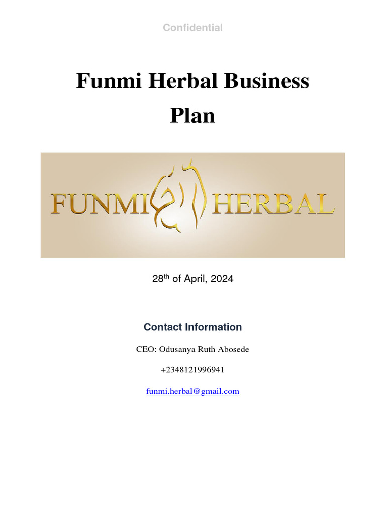 Funmi Herbal Business Plan New Pdf Pricing Marketing