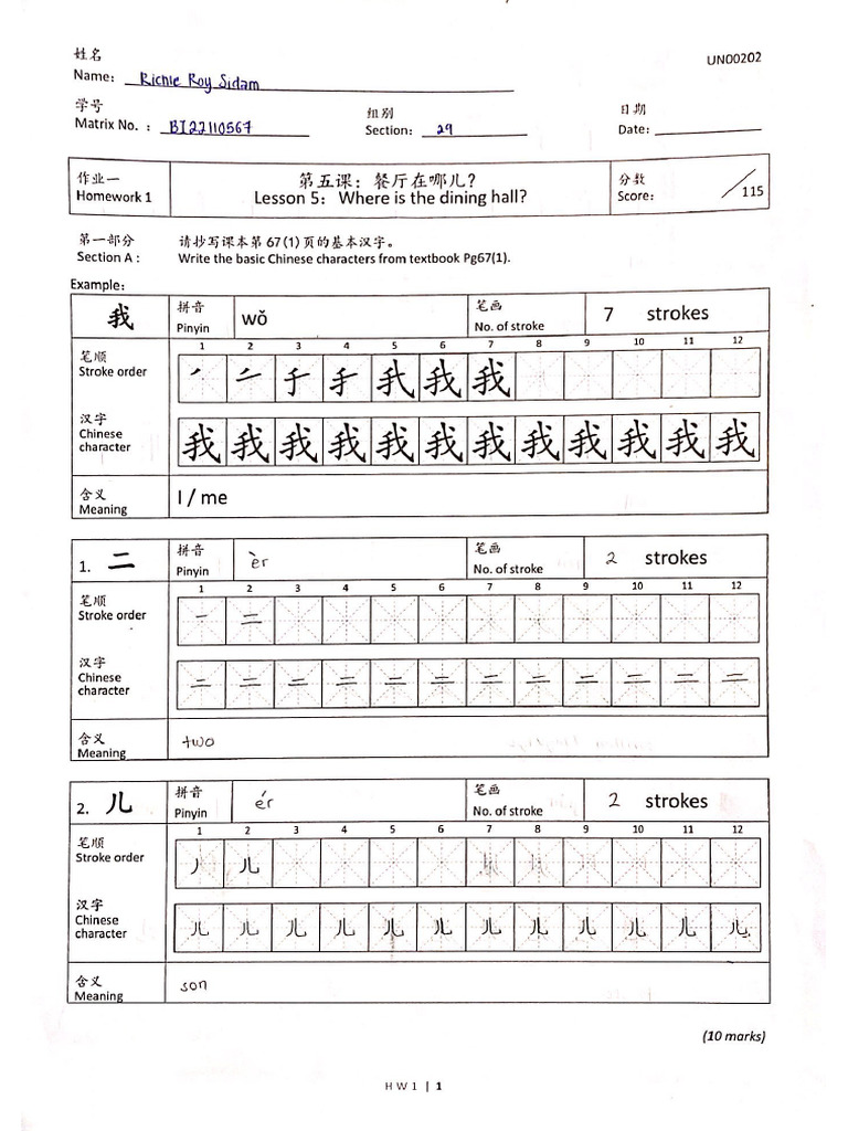 Homework 1 - Section 29 - Mandarin | PDF