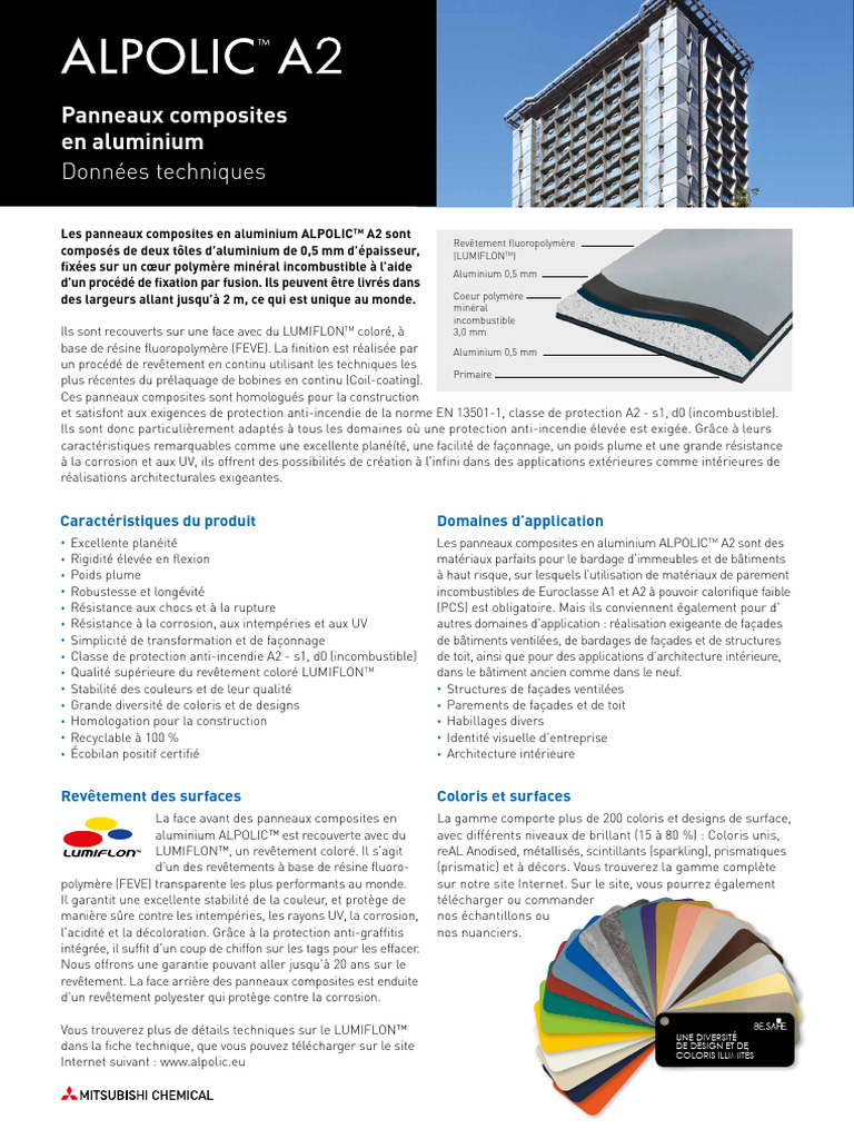 COMPOSITES ALUMINIUM ALPOLIC A2 Fiche Technique 030321 PDF 