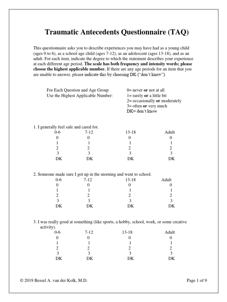 Traumatic Antecedents Questionnaire | PDF | Complex Post Traumatic ...