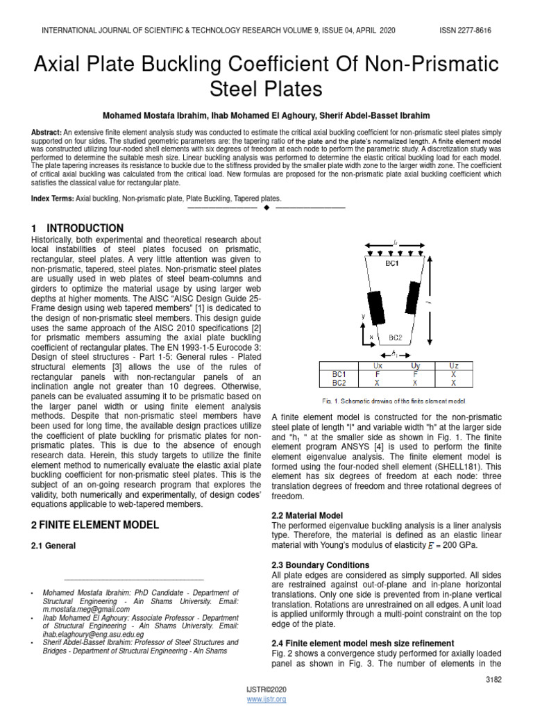 Axial Buckling Coefficient of Tapered Plates | PDF | Buckling | Finite ...