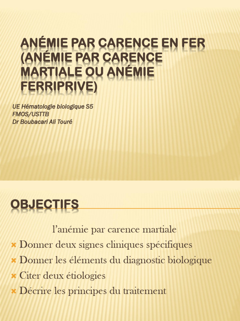 Anemie Carence en Fer S5 2018 PDF Spécialités médicales Maladies — free download