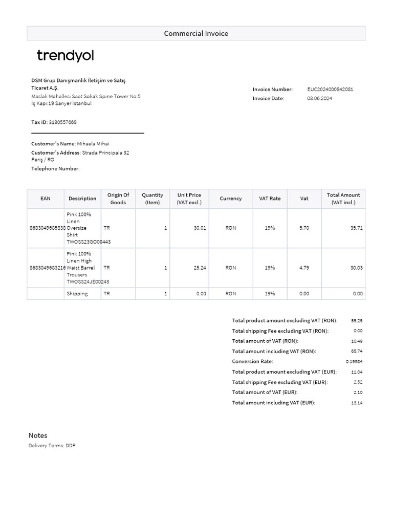 Commercial Invoice | PDF | Value Added Tax | Business