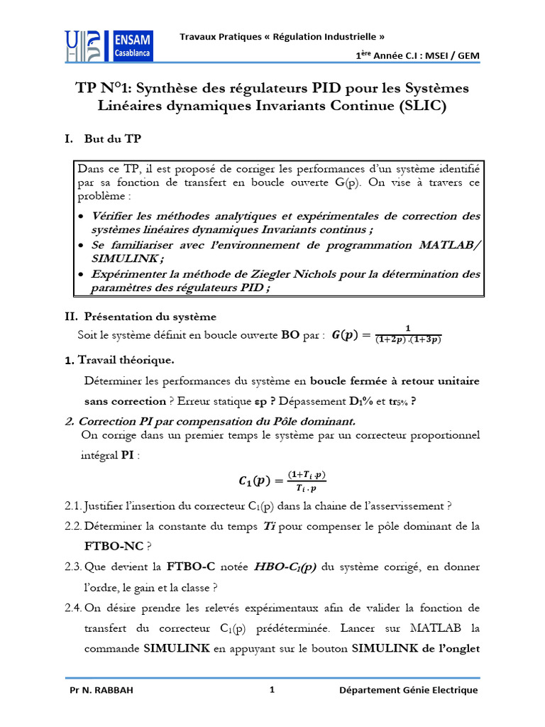 Correction PID pour Systèmes Dynamiques | PDF | Régulation | Électricité