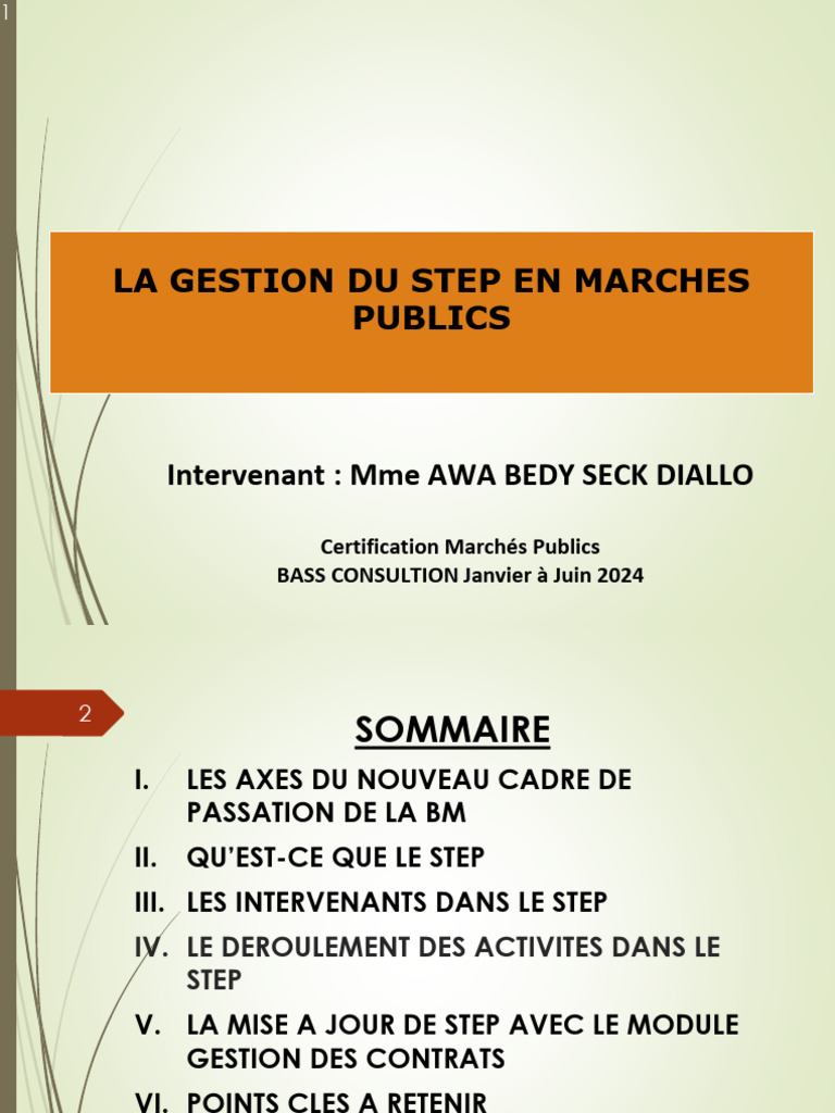 Gestion du STEP en Marchés Publics | PDF | Banques