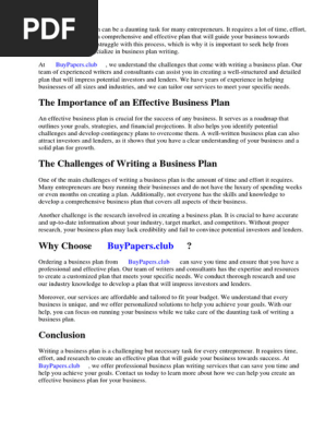 Effective Business Plan Outline
