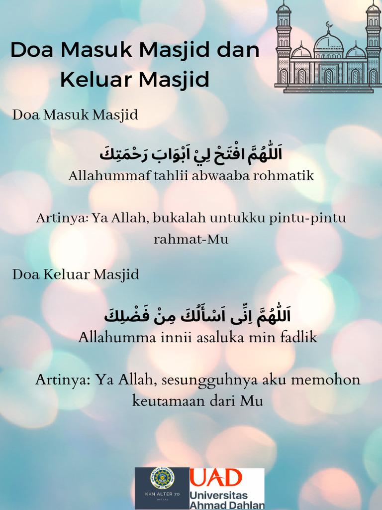 Doa Masuk dan Keluar Masjid serta WC | PDF