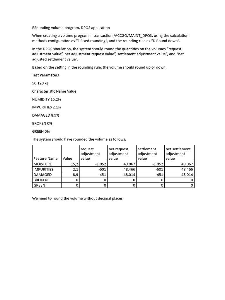 DPQS Volume Rounding Methodology | PDF