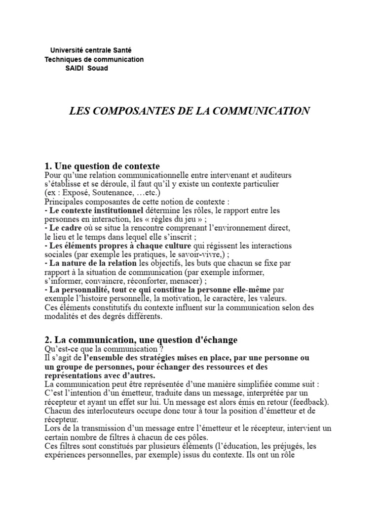 Composantes clés de la communication | PDF | la communication