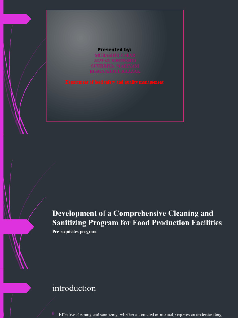 Development of a Comprehensive Cleaning and Sanitizing Program[1]1