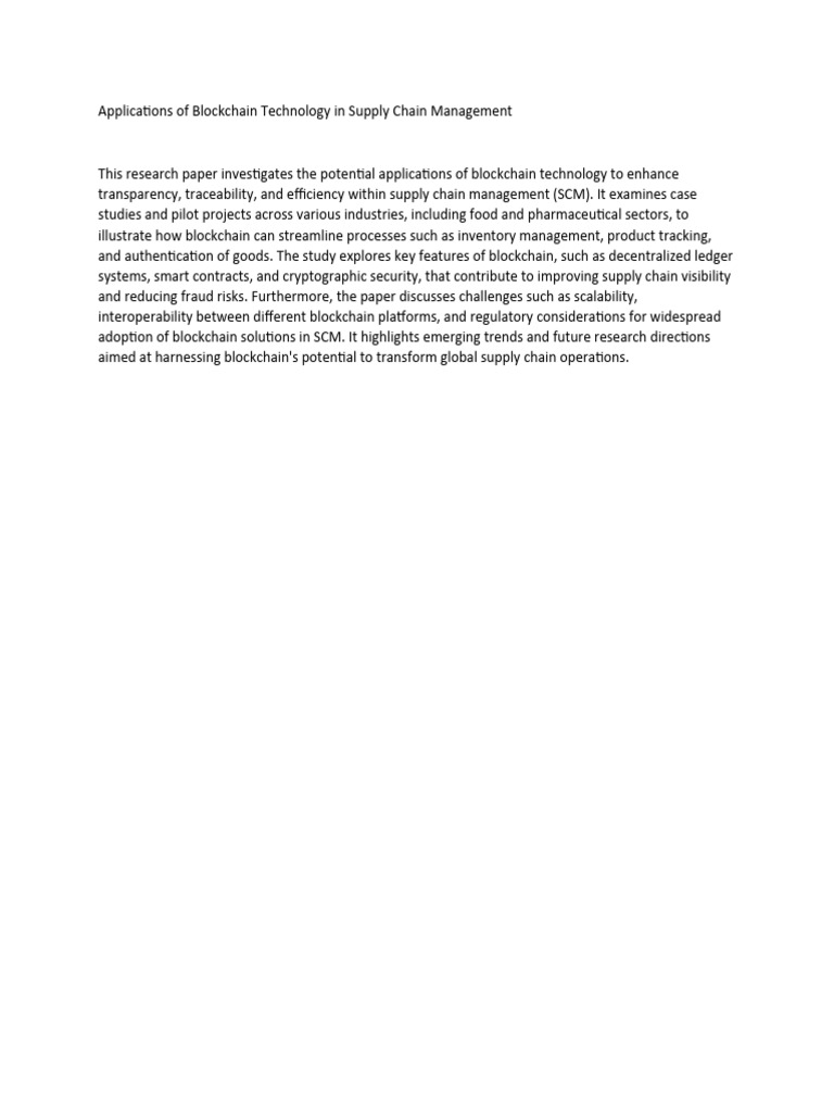 Blockchain in Supply Chain Management | PDF
