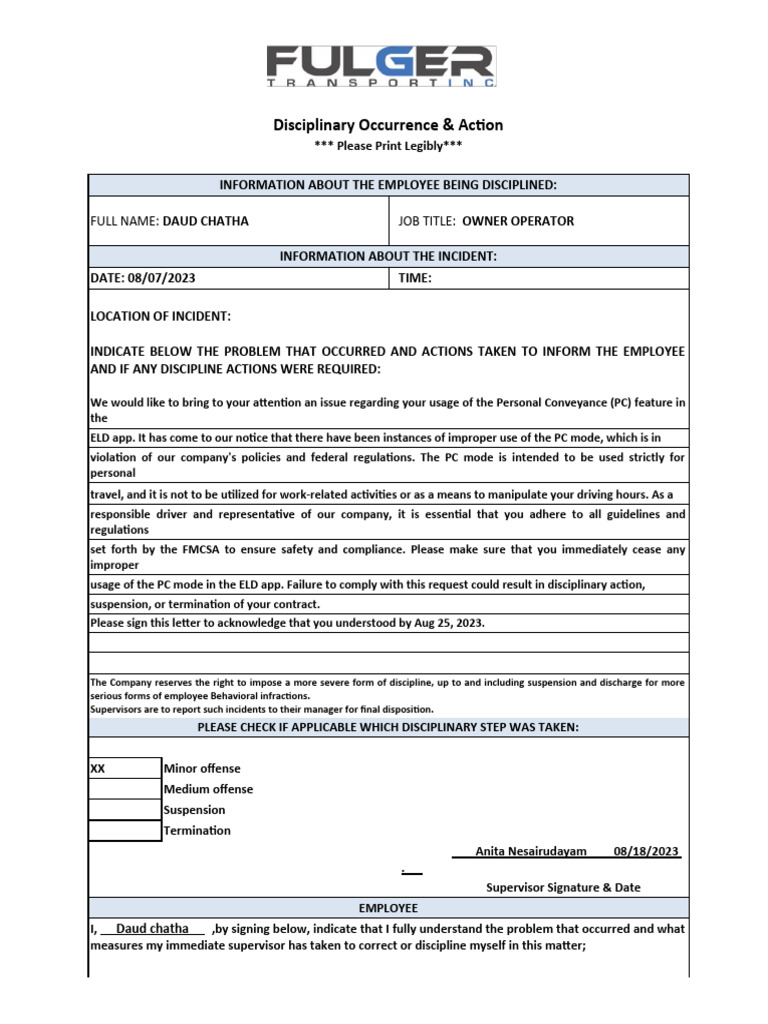 Disciplinary Action for ELD Misuse | PDF | Disciplines