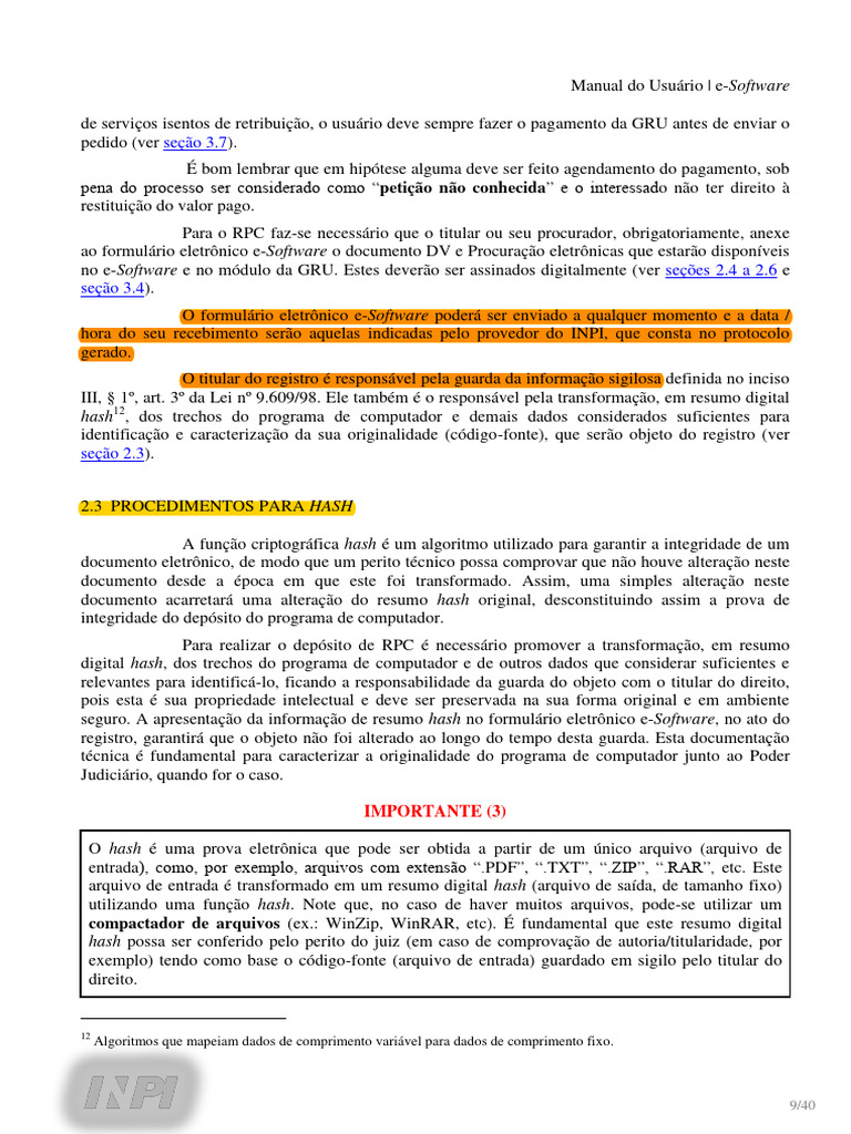Registro de Software e Hash Digital | PDF | Algoritmos | Informática