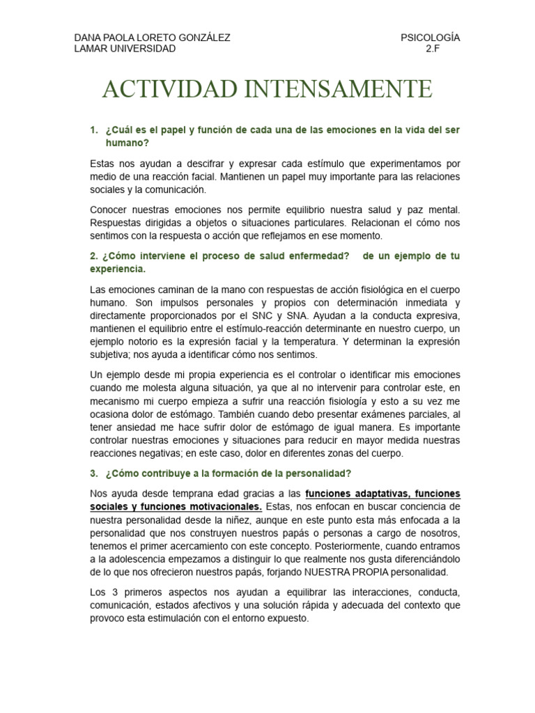 Emociones y su Impacto en la Salud Mental | PDF | Las emociones | Dolor