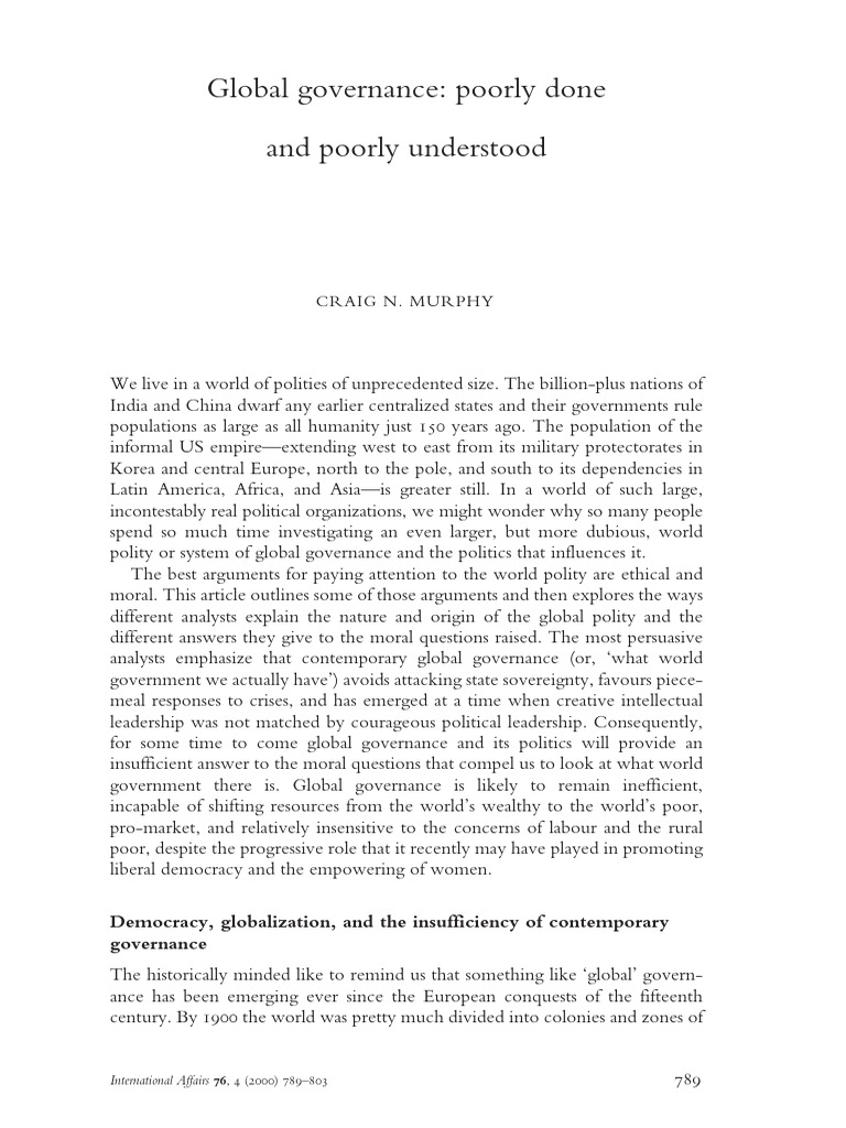 Global Governance Pdf Global Governance Globalization
