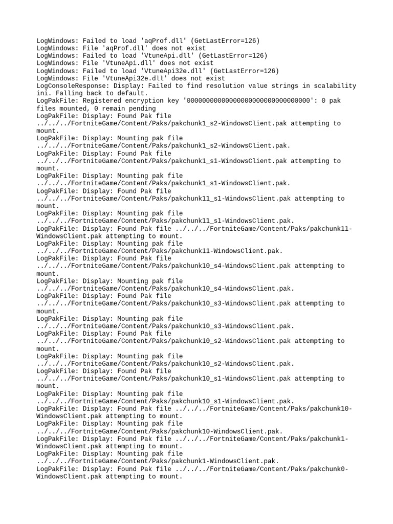 Fortnite Log Errors and Plugin Mounting | PDF | Computer Hardware ...