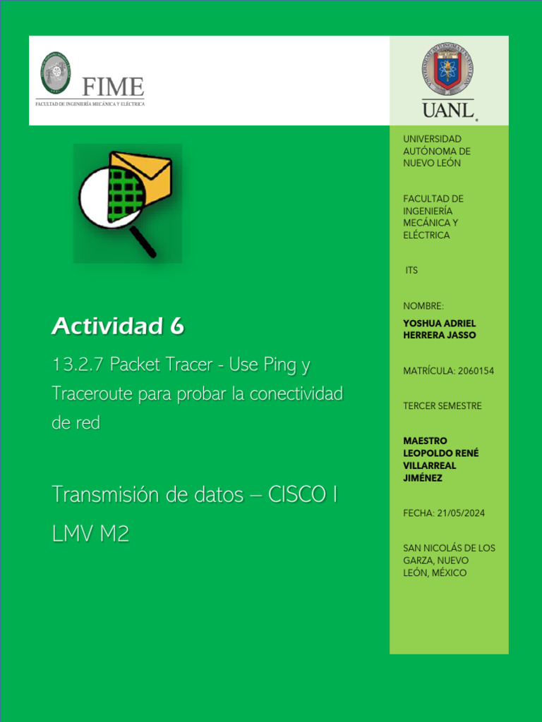 13 2 7 packet tracer use ping y traceroute para probar la