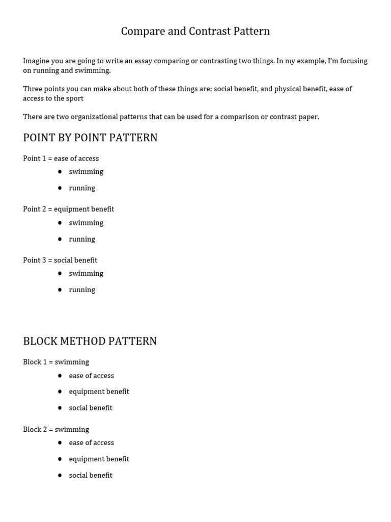 Compare and Contrast Pattern | PDF | Swimming | Water
