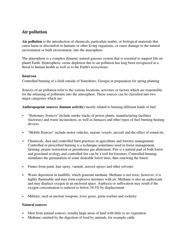 Air Pollution: Air Pollution Is The Introduction of Chemicals ...