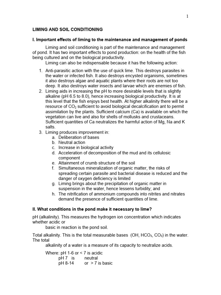 LIMING AND SOIL CONDITIONING | PDF | Lime (Material) | Soil