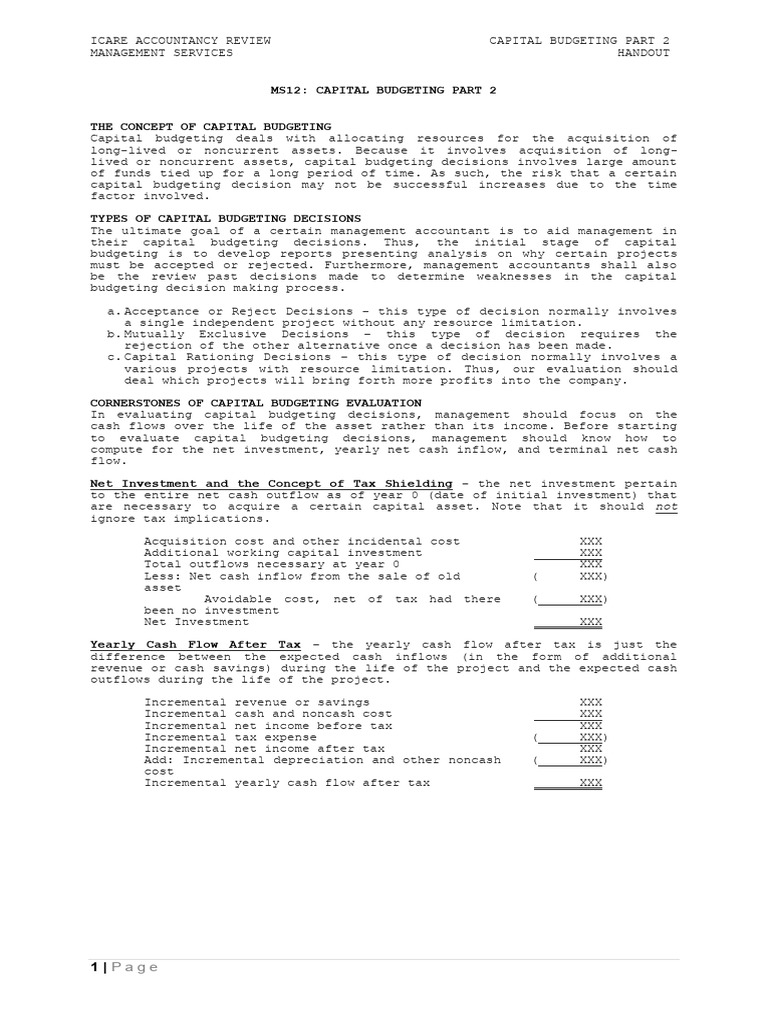 Ms12 Capital Budgeting Part 2 Encrypted Pdf Net Present Value