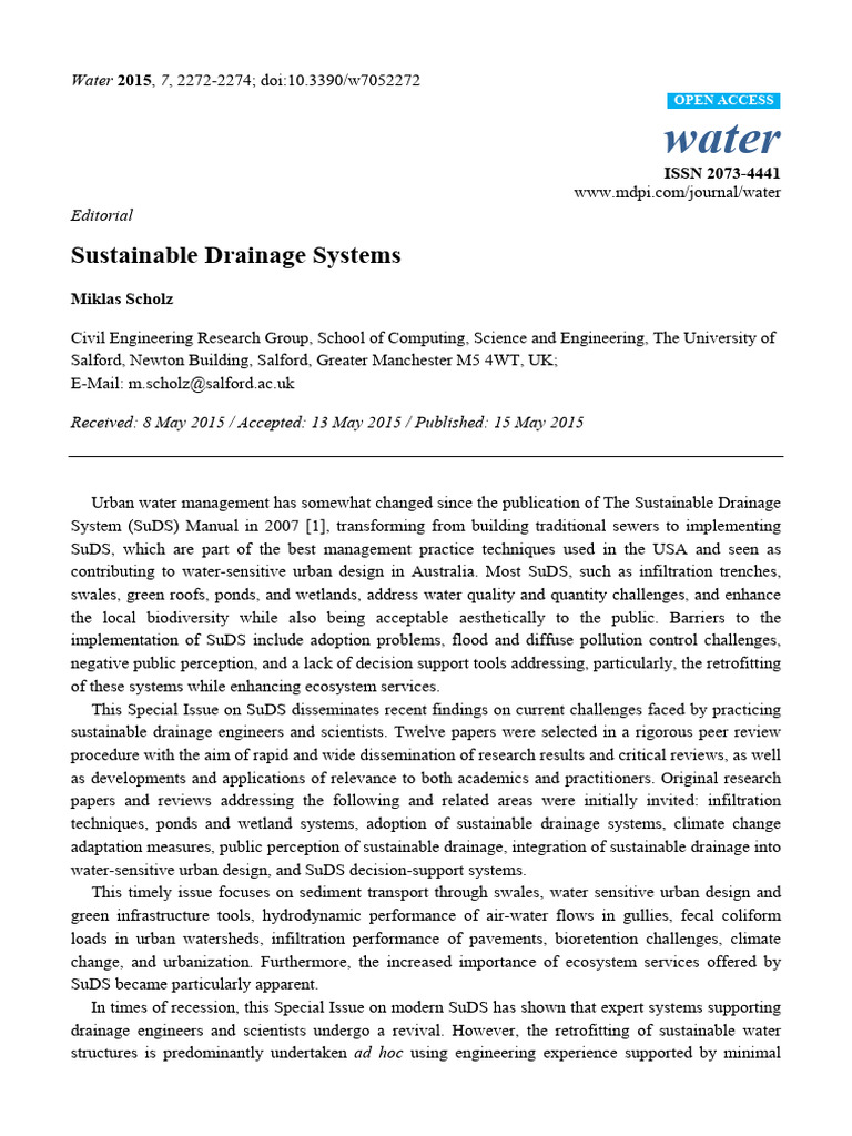 Sustainable Drainage Systems Overview | PDF | Wetland | Sustainability