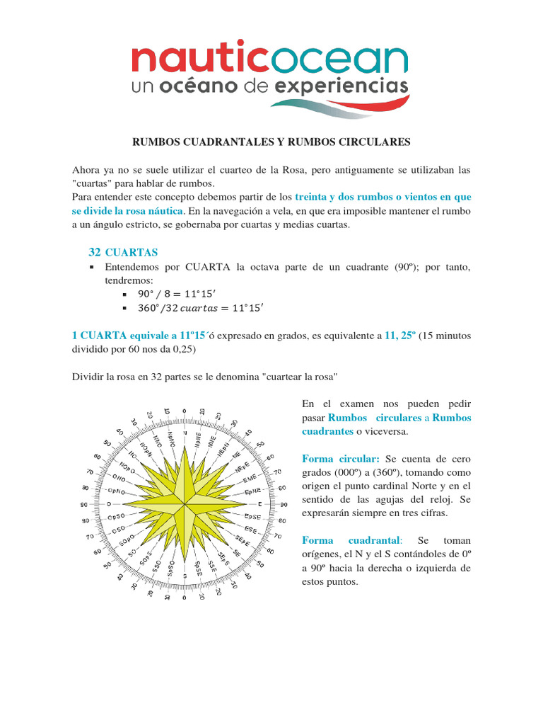 Rumbos Cuadrantales y Rumbos Circulares | PDF | Navegación