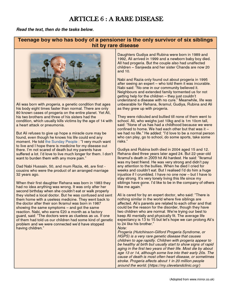 Article 6 - A Rare Disease | PDF | Clinical Medicine | Medical Specialties