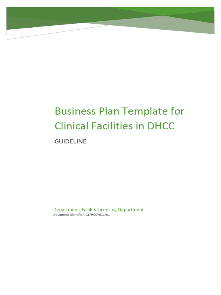 Guideline To Prepare Business Plan For DHCC Clinical Facilities PDF