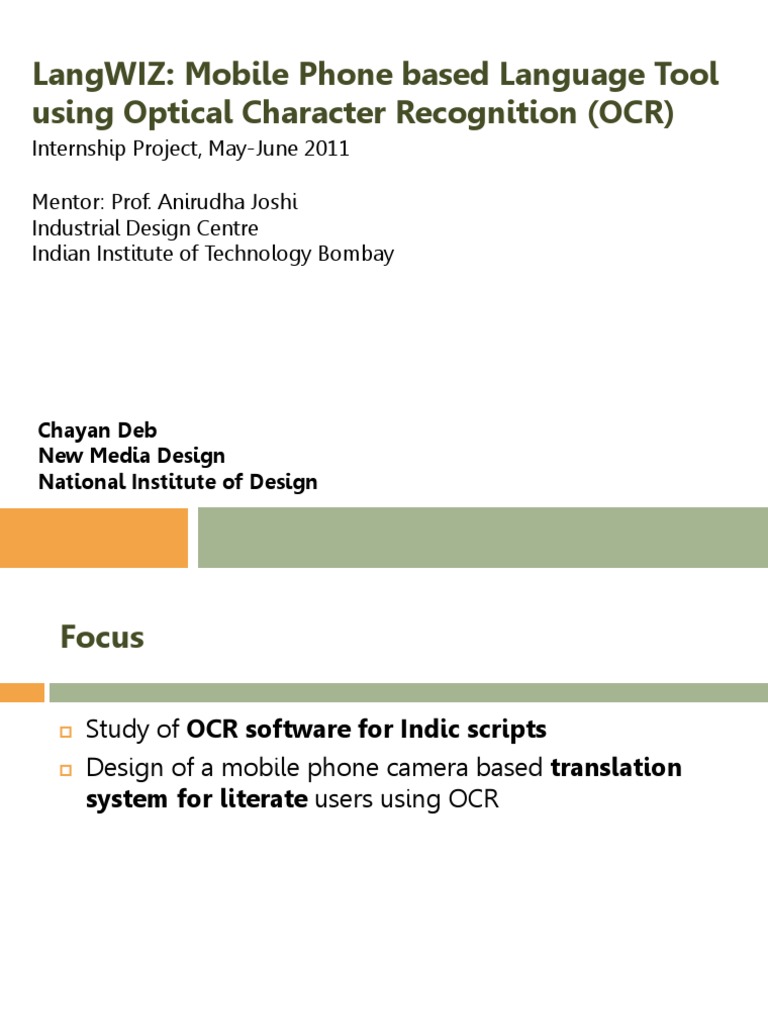 Mobile OCR Tool for Language Learners | PDF