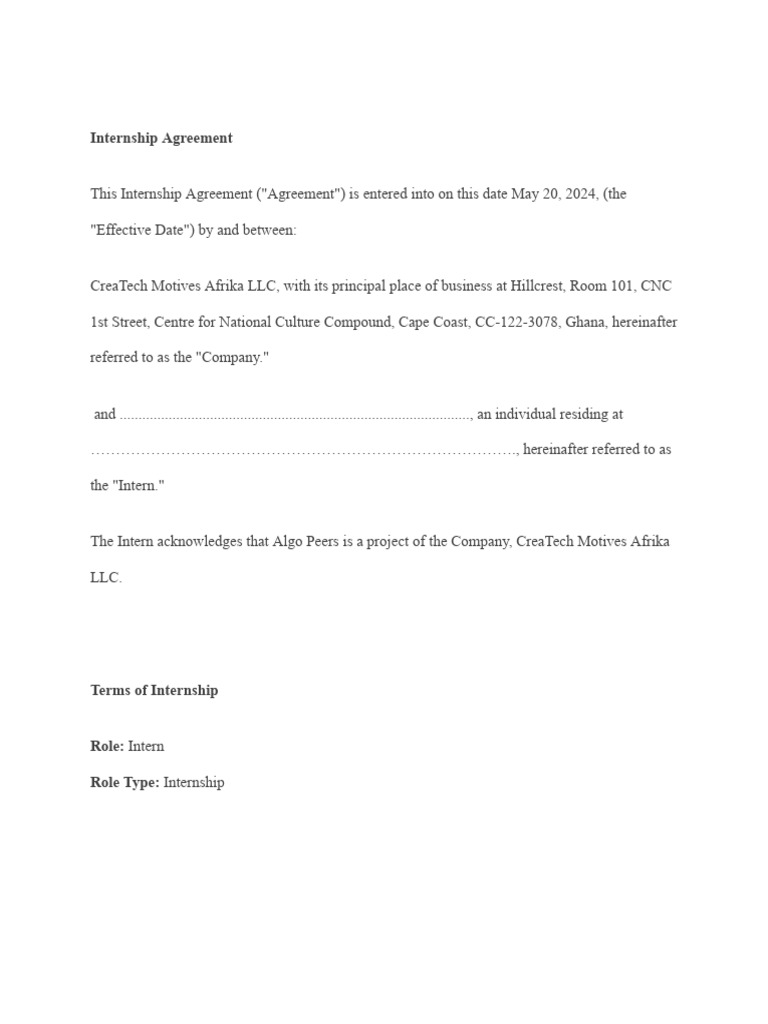 Draft - Terms of Offer (Gerald As Intern) | PDF | Intellectual Property ...