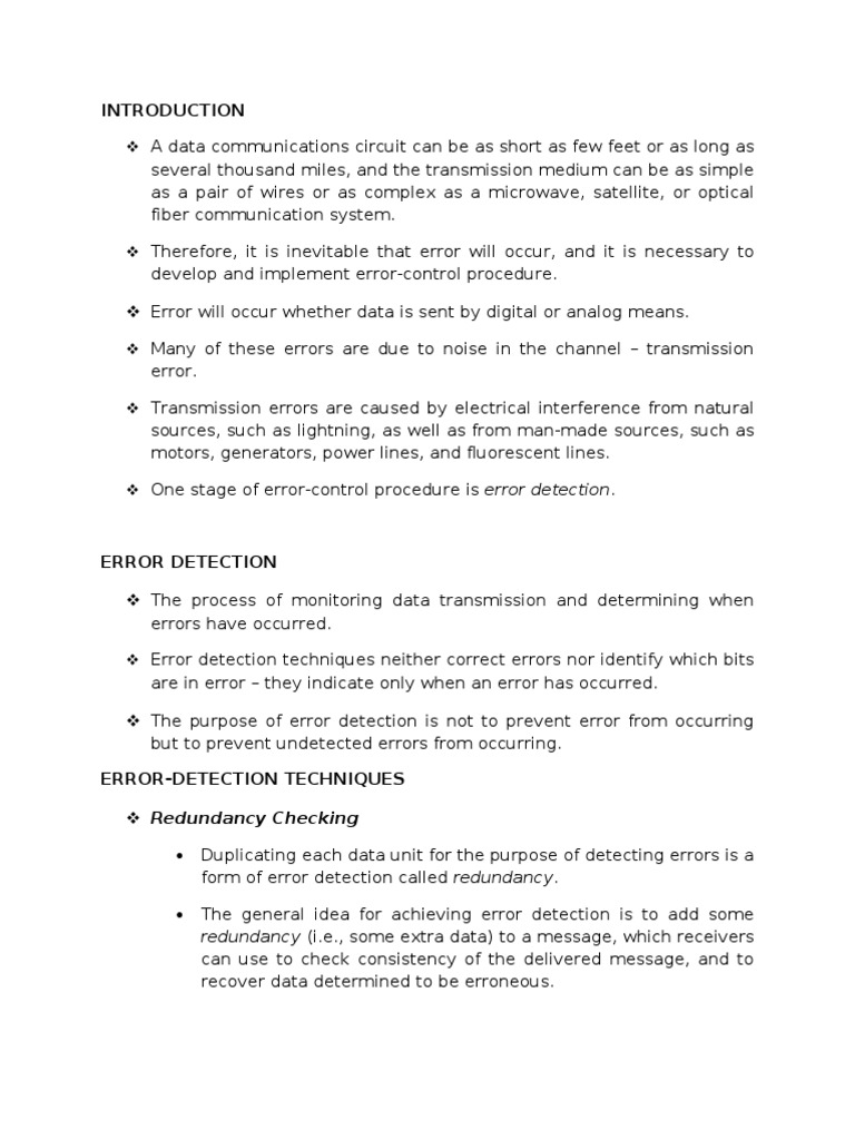 Error Detection PDF Error Detection And Correction Data Transmission