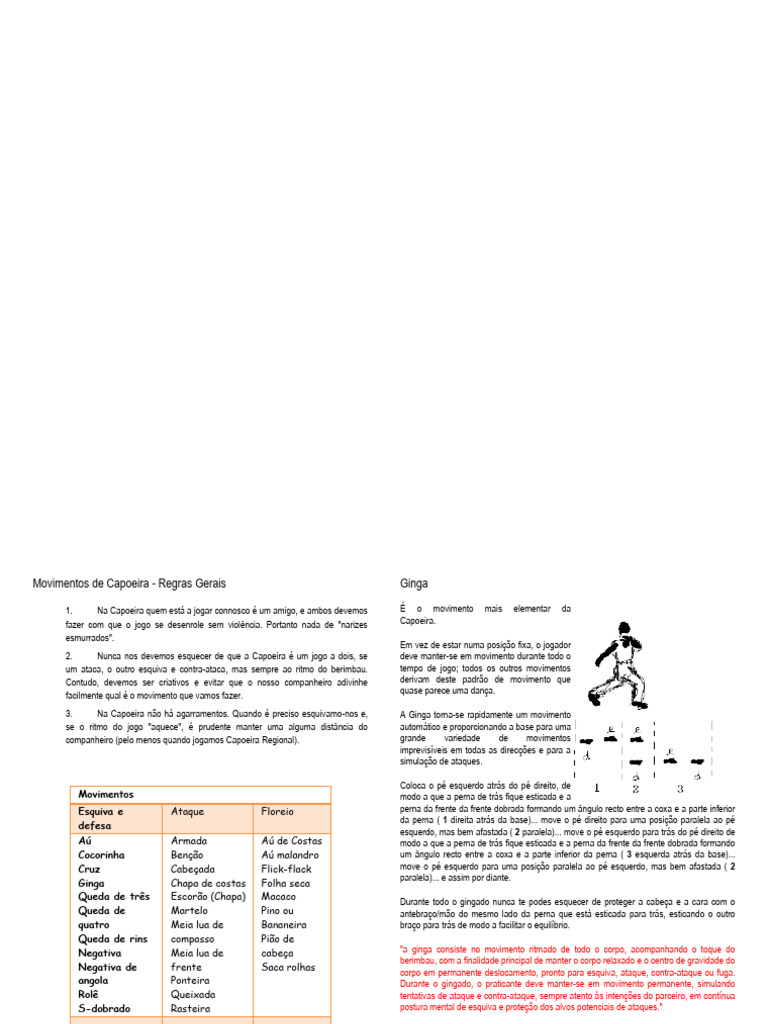 Movimentos De Capoeira Regras Gerais Pdf Lua Martelo