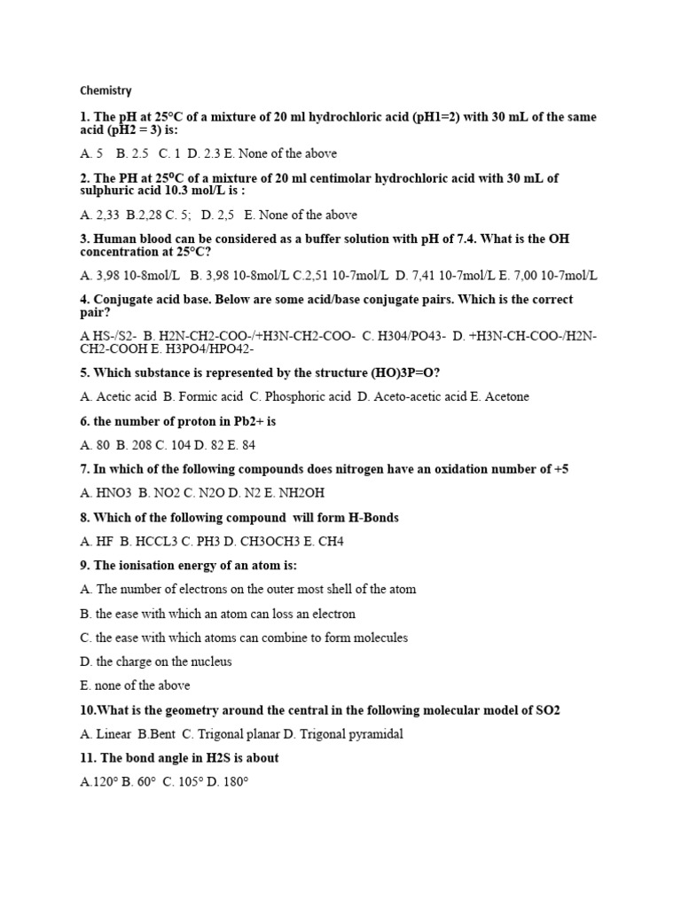 Chemistry test download free pdf acid atomic