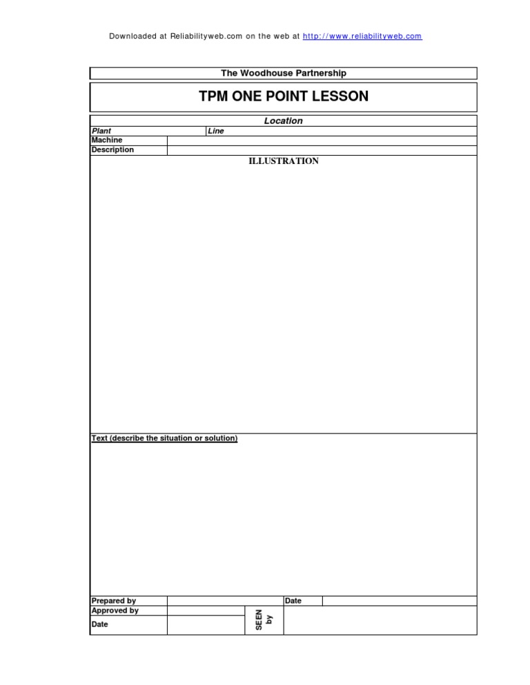 TPM One Point Lesson Template | PDF | Computers