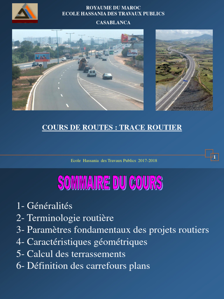Cours de Routes : Terminologie et Tracé | PDF | Route | Transport terrestre